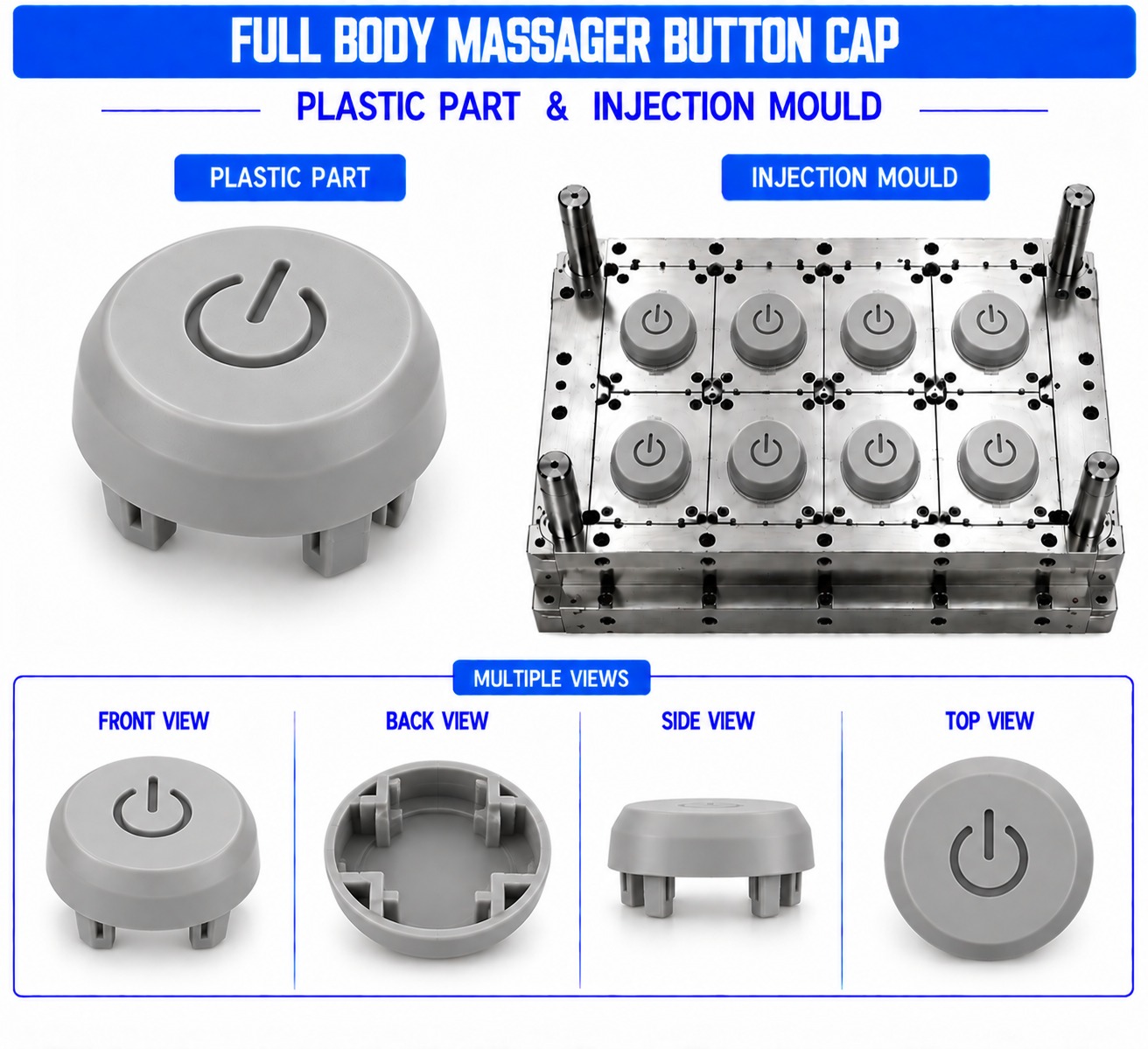 Full Body Massager Plastic Button Cap Mould and Moulding Services
